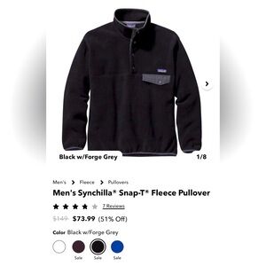 Brand New: Patagonia Men's Synchilla® Snap-T® Fleece Pullover - Size XL
